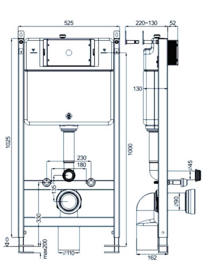 Инсталляция для подвесного унитаза Nomi Standard 009D
