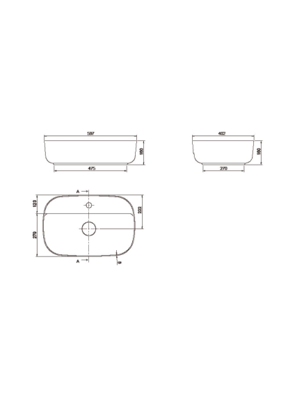 Aqua 60x40 cm умывальник накладной для столешницы