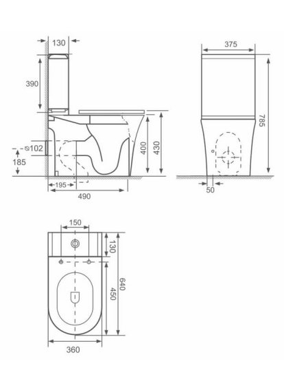 Унитаз компакт из керамики Nomi Grande Rimless